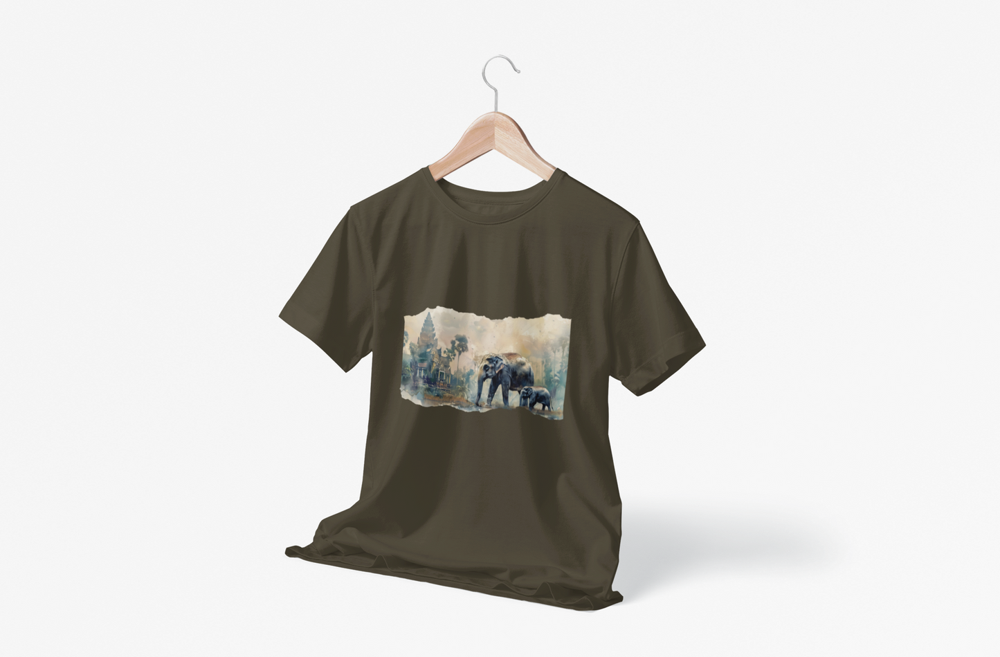 Elephant Temple Olive Green Men's Classic T-Shirt