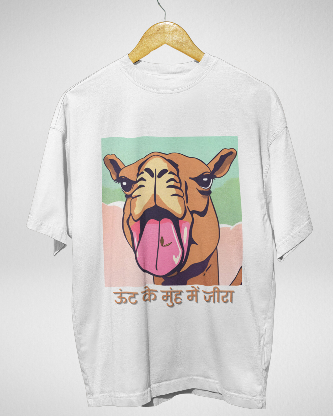 Unnth Ke Munh mai Jeera Unisex Oversized Front Print T-Shirt